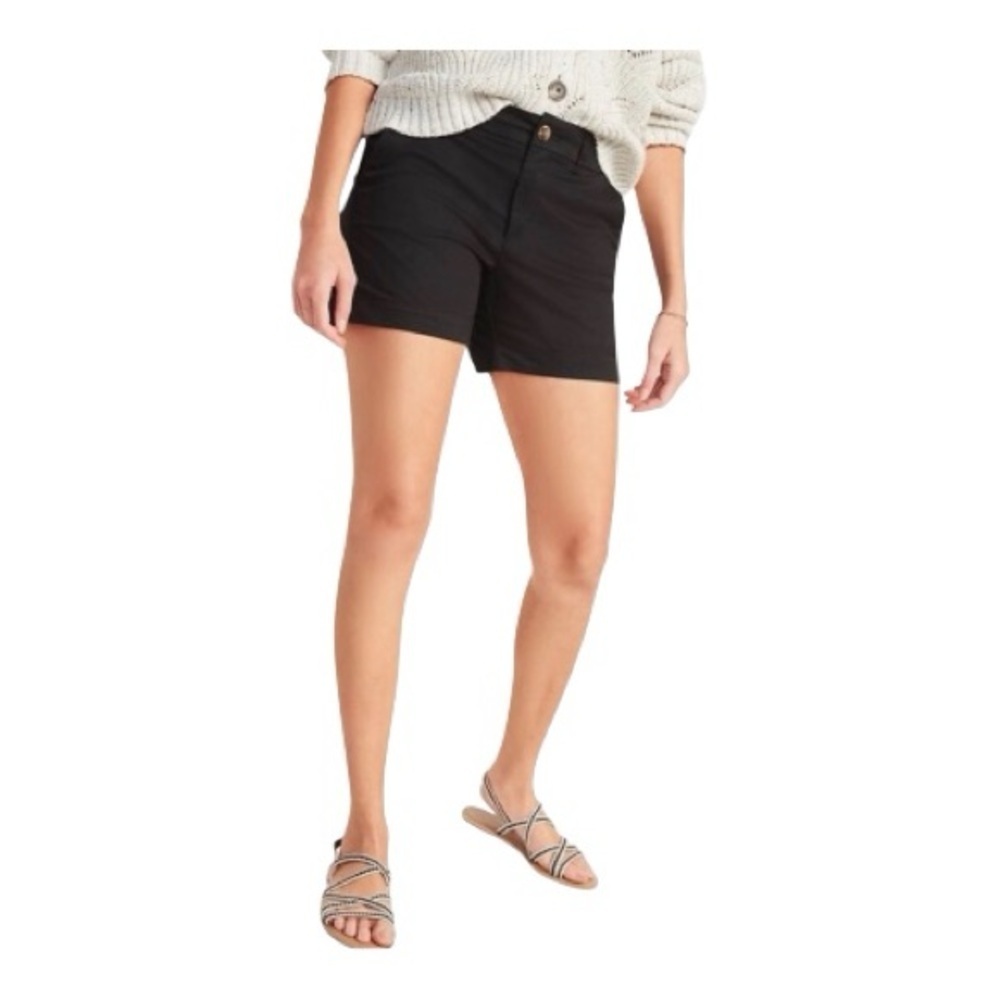 Old Navy Mid-Rise Women's Everyday Cotton Blend Black Shorts 12 Blackjack